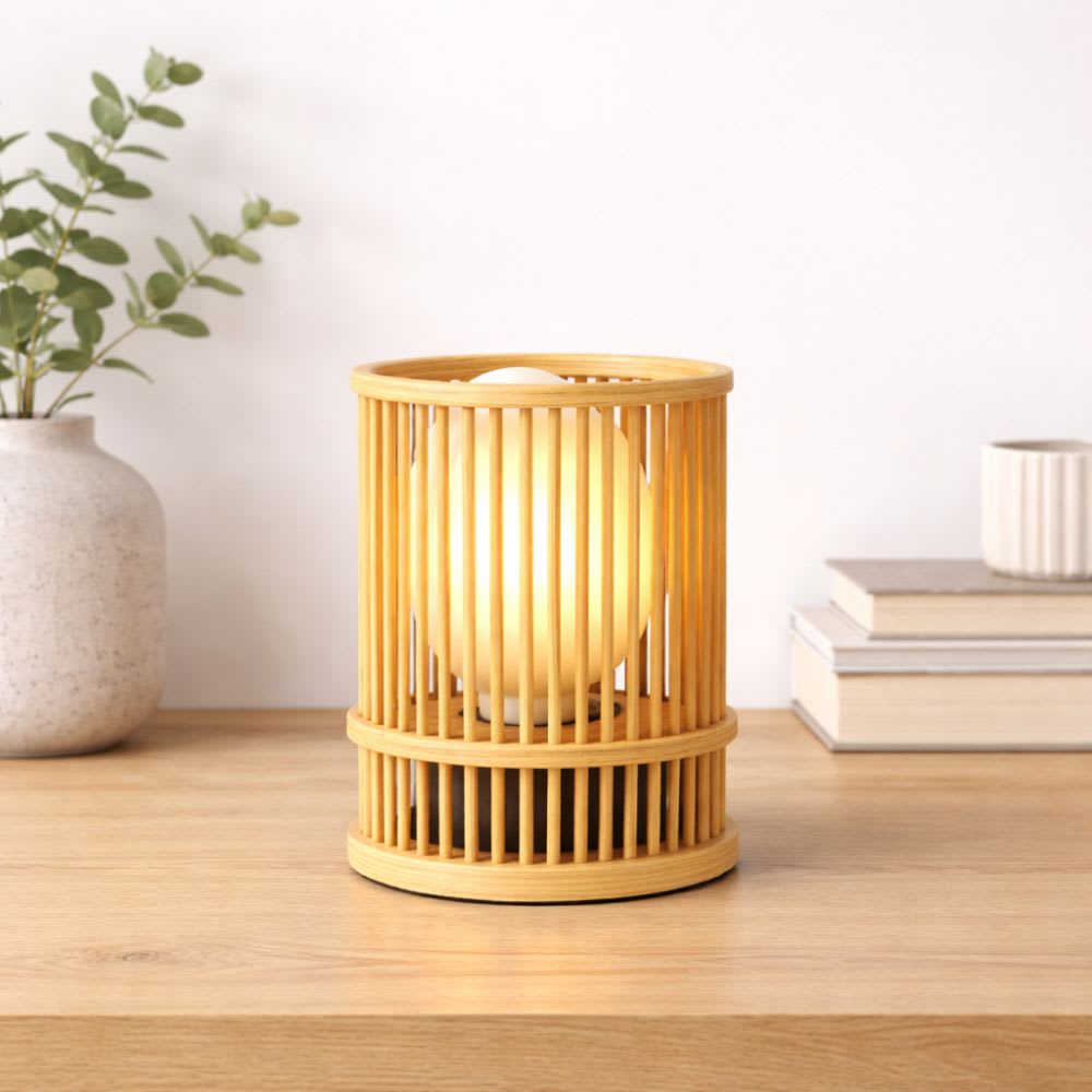 Lampara de mesa Bamboo cilindrica