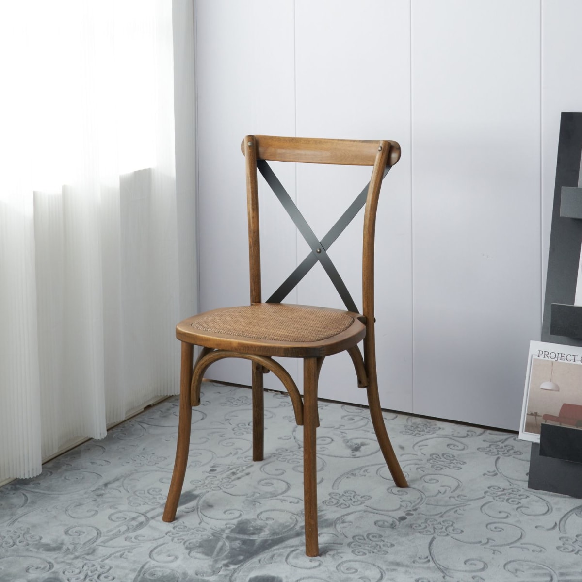 Silla Crossback Madera Rattan - Café Vintage