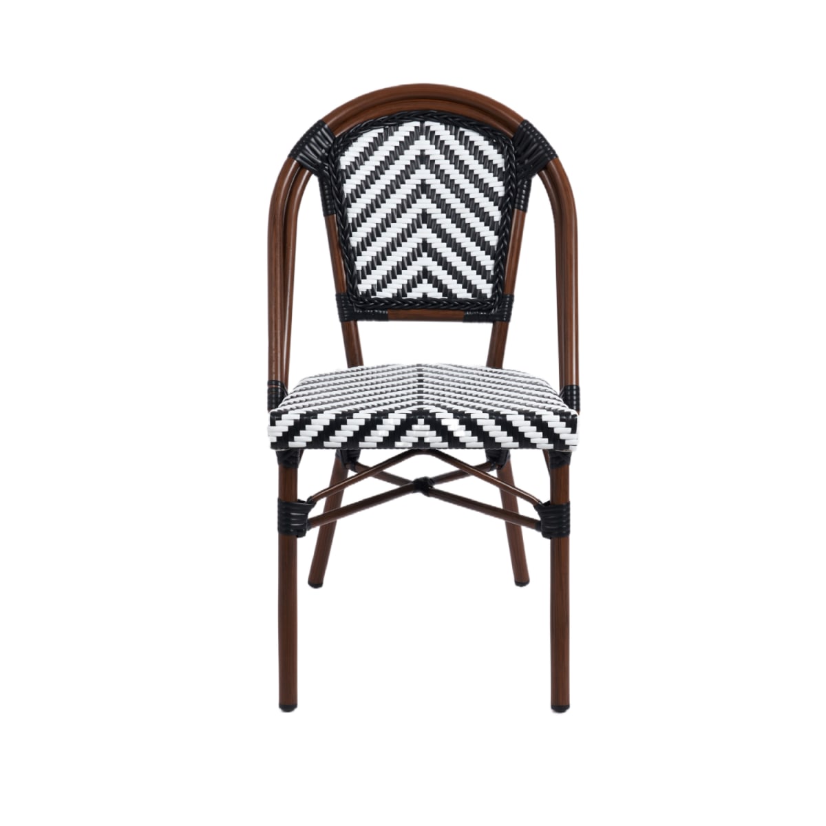 Silla Bistro Parisina Rattan - Blanca con negro