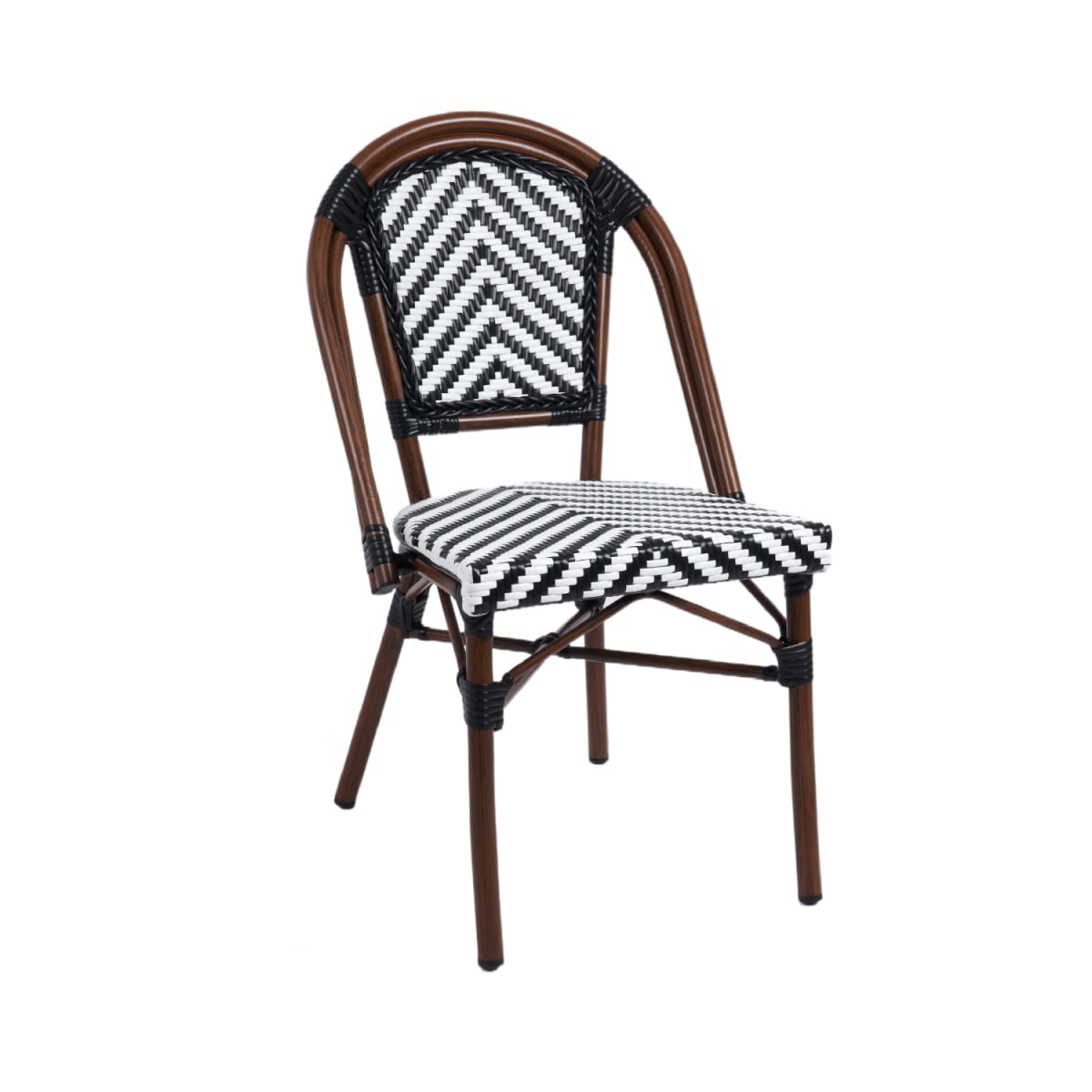 Silla Bistro Parisina Rattan - Blanca con negro