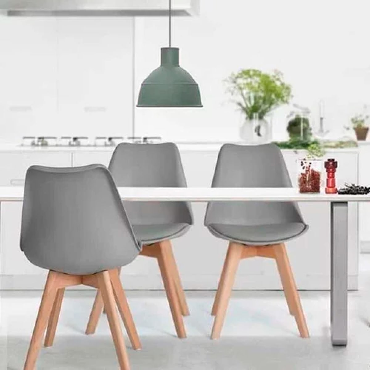 Silla Tulip Acolchada - Gris