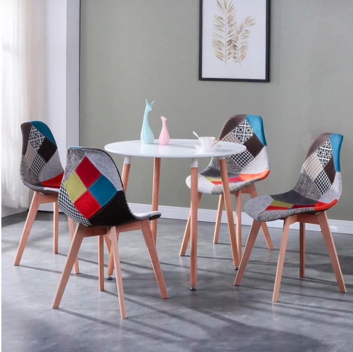 Silla Eames Patchwork Wood - Celeste