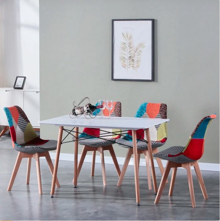 Silla Eames Patchwork Wood - Celeste