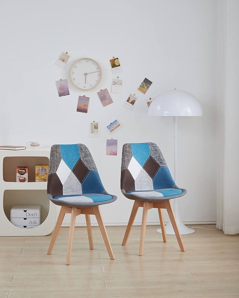 Silla Eames Patchwork Wood - Celeste