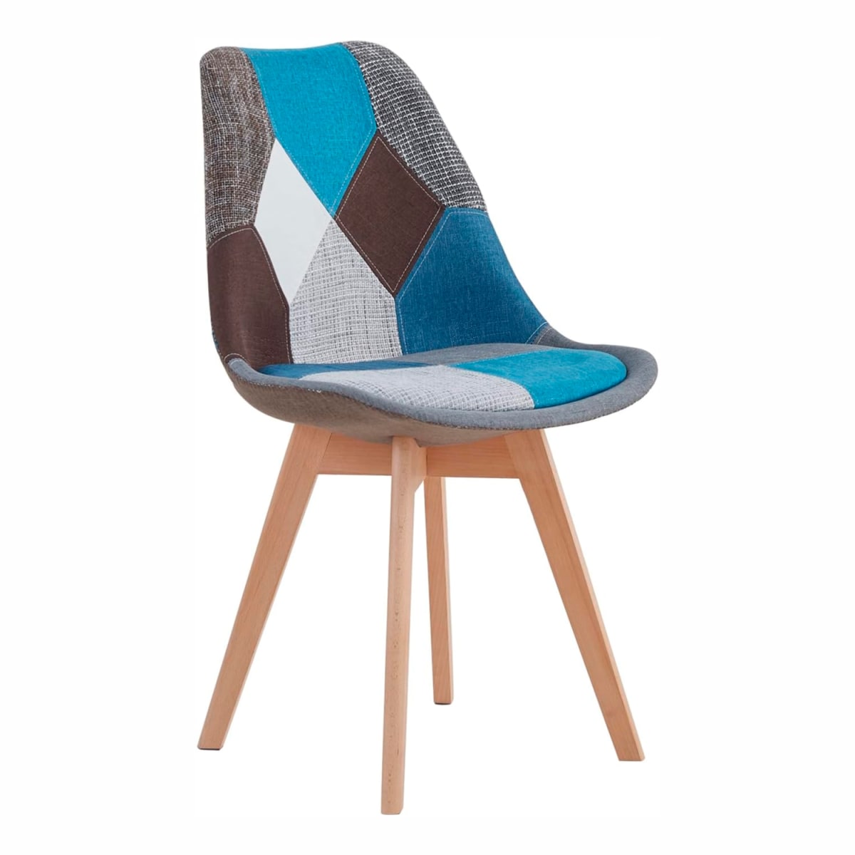 Silla Eames Patchwork Wood - Celeste