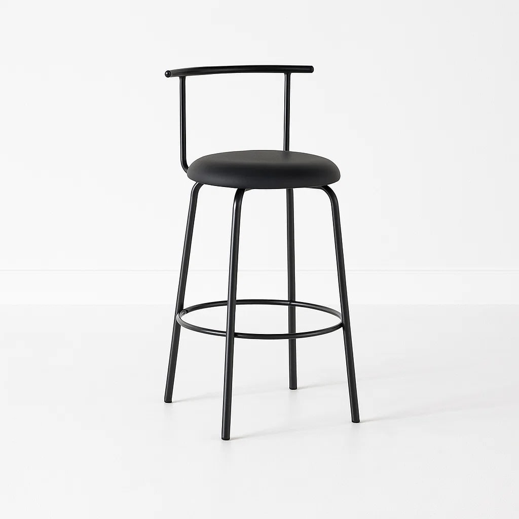 Taburete Alto Oslo Metal y Cuero Sintético - Negro