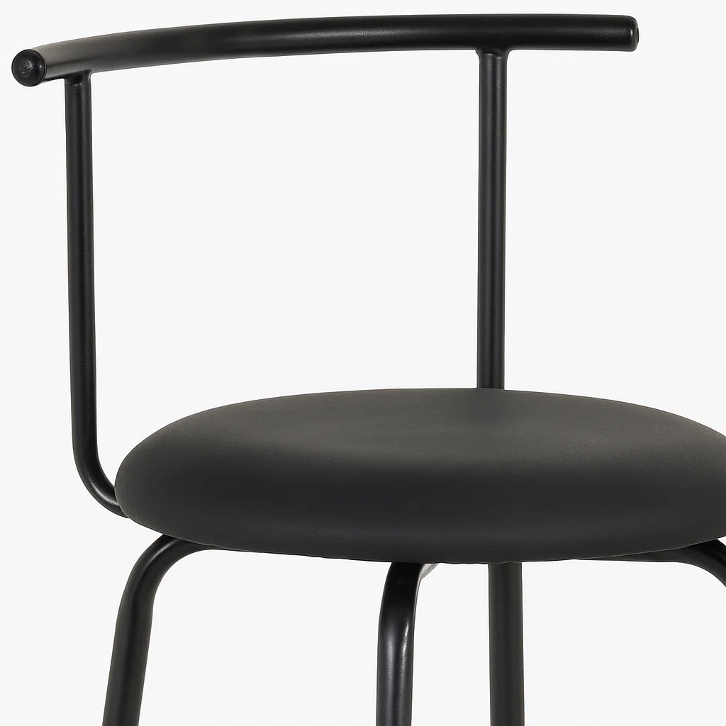 Taburete Alto Oslo Metal y Cuero Sintético - Negro