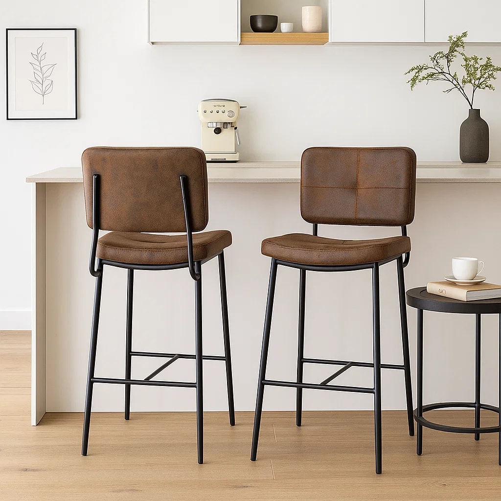 Taburete Alto Bronx Café Vintage con Patas Metálicas Negras