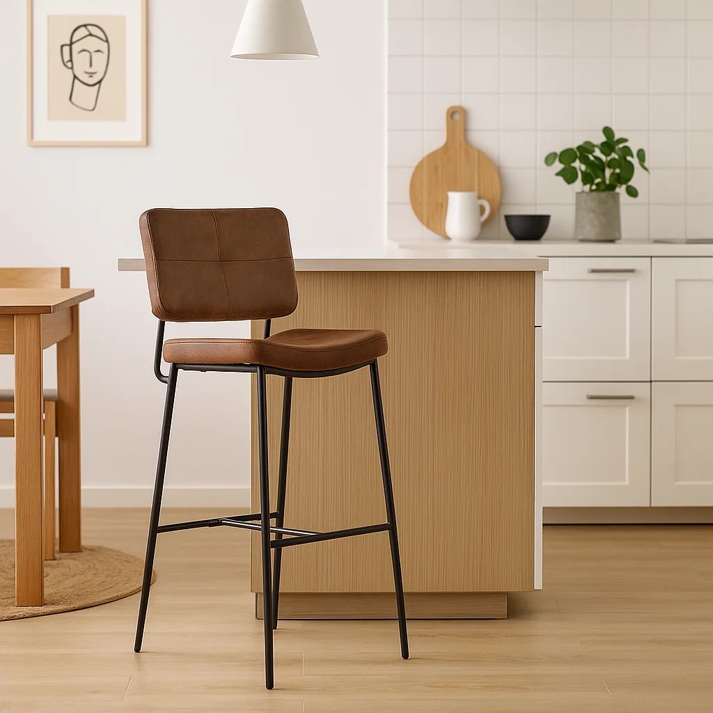 Taburete Alto Bronx Café Vintage con Patas Metálicas Negras