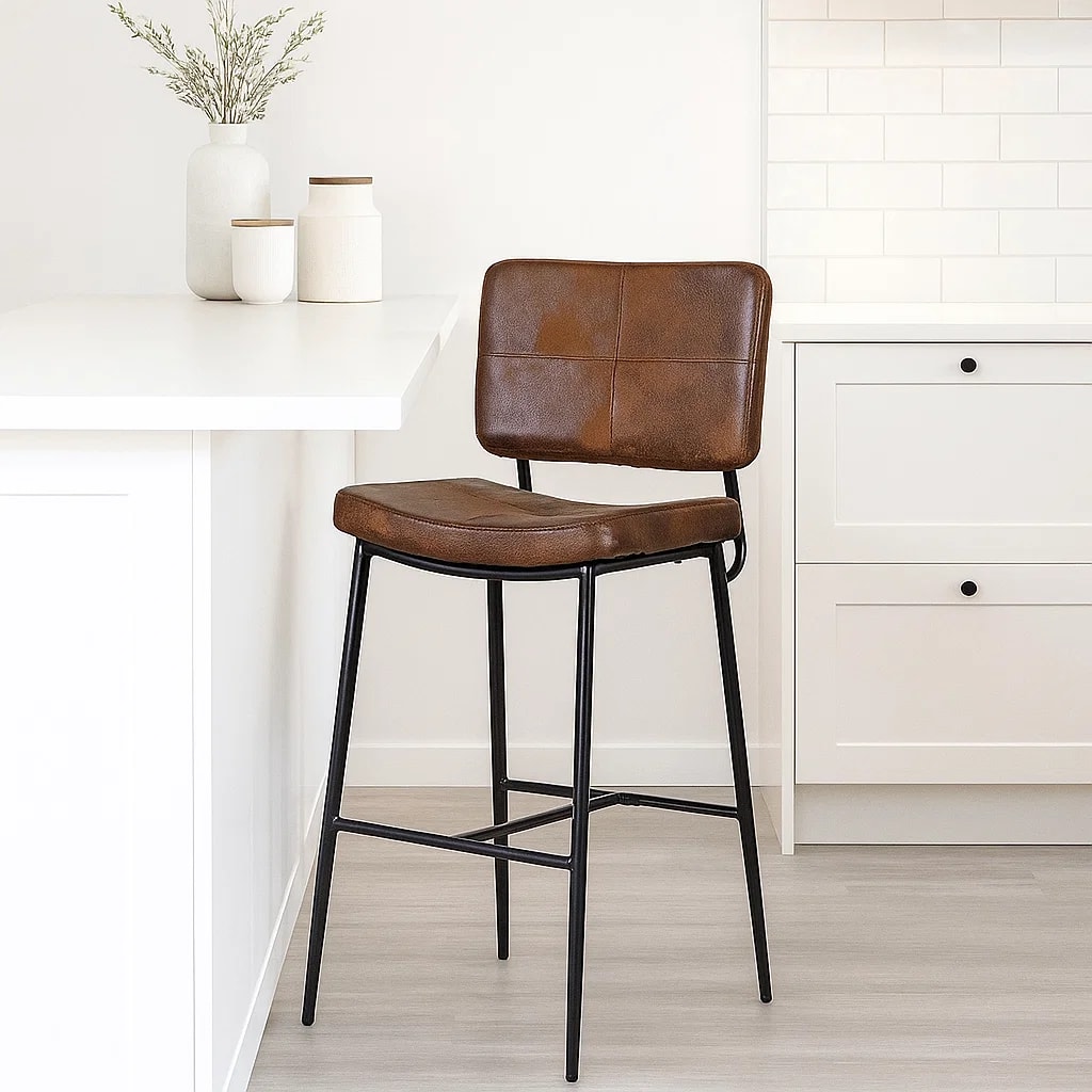 Taburete Alto Bronx Café Vintage con Patas Metálicas Negras