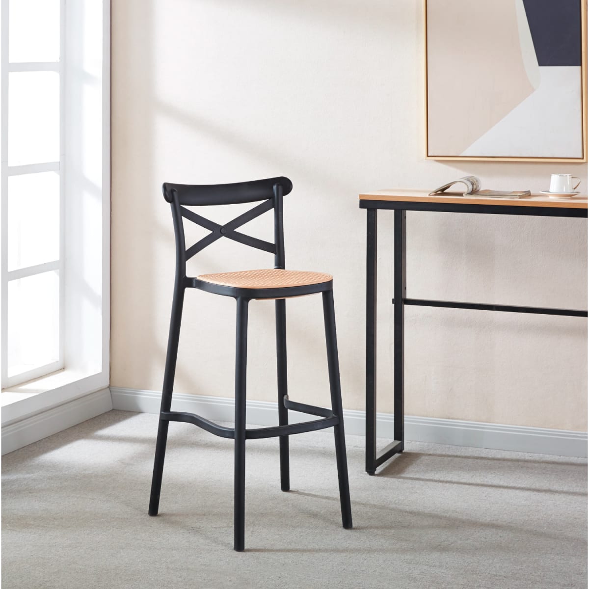 Taburete Crossback 77 cm - Negro