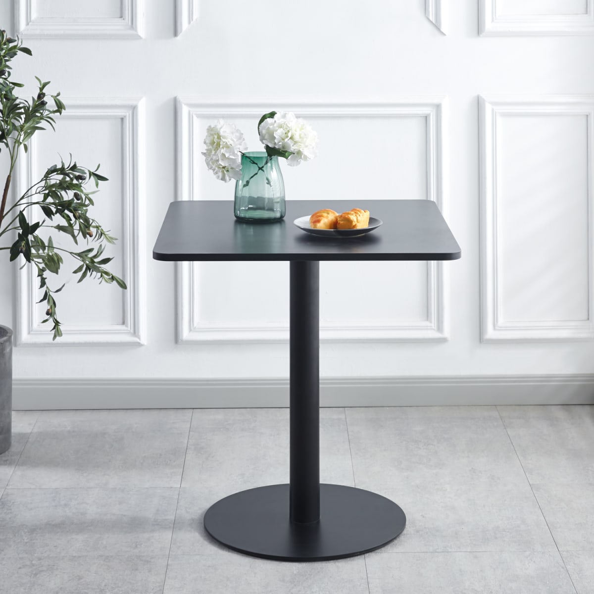 Mesa restaurant 70x70 Tubo Metal cubierta MDF