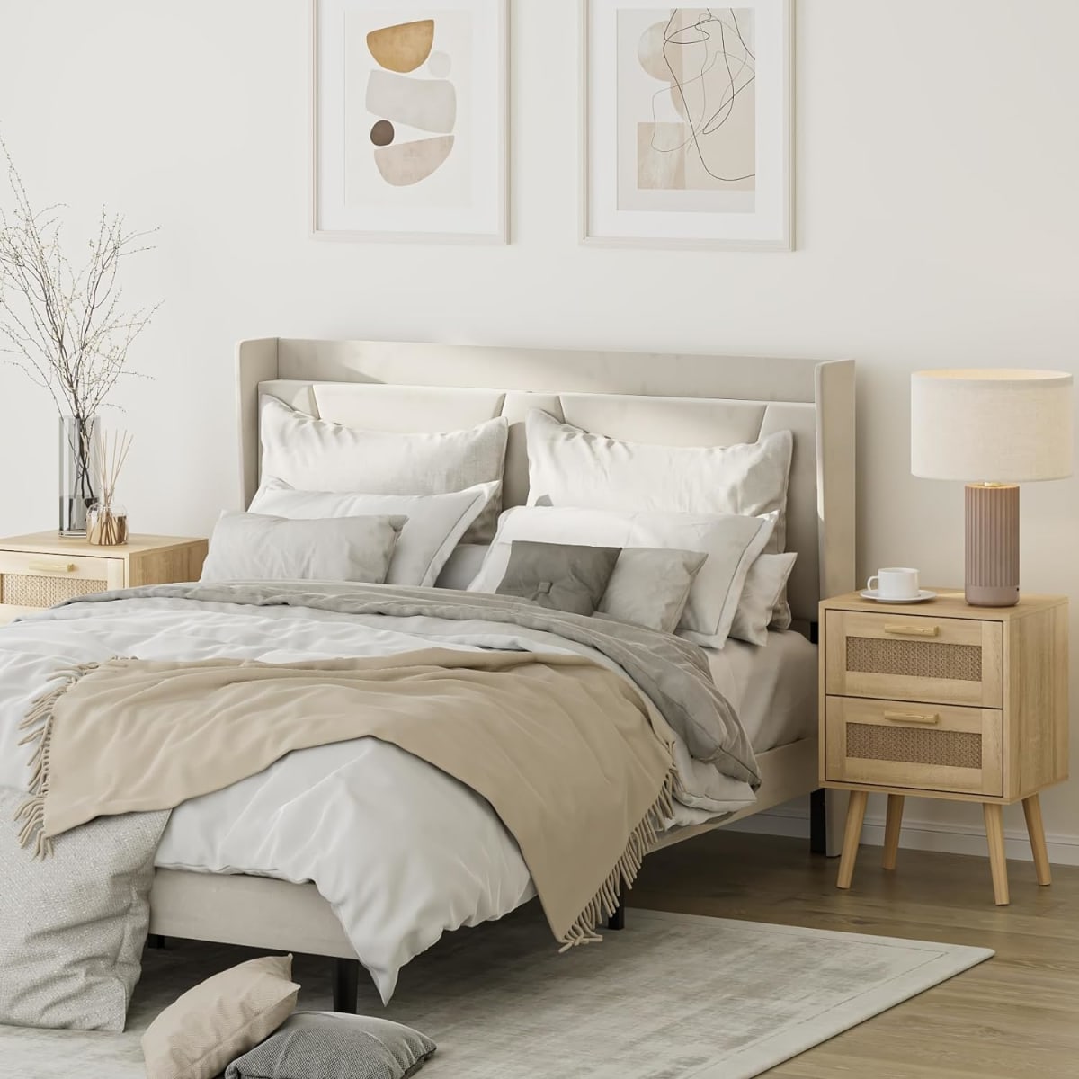 Velador Eames Mesh Doble - Madera Clara