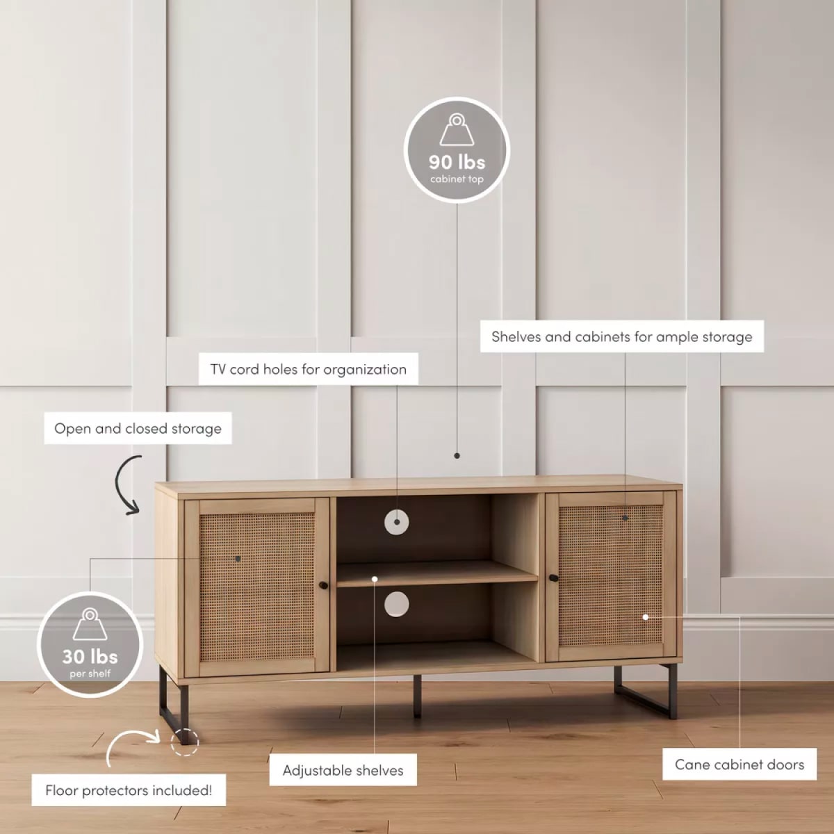 Rack de TV o Buffet Rattan Rustico Dos Puertas