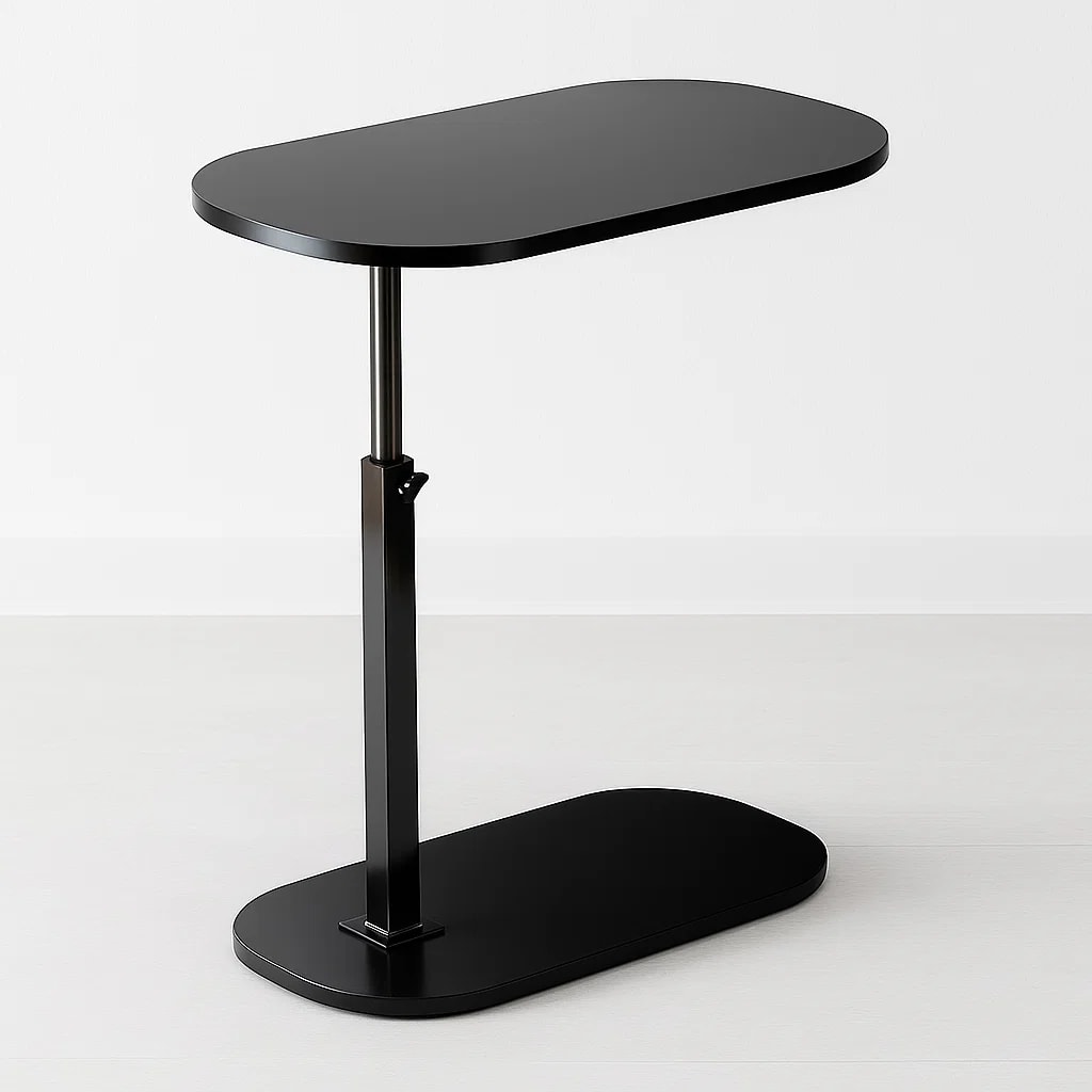 Mesa de Noche Ajustable en C para Cama y Sofá - Negro
