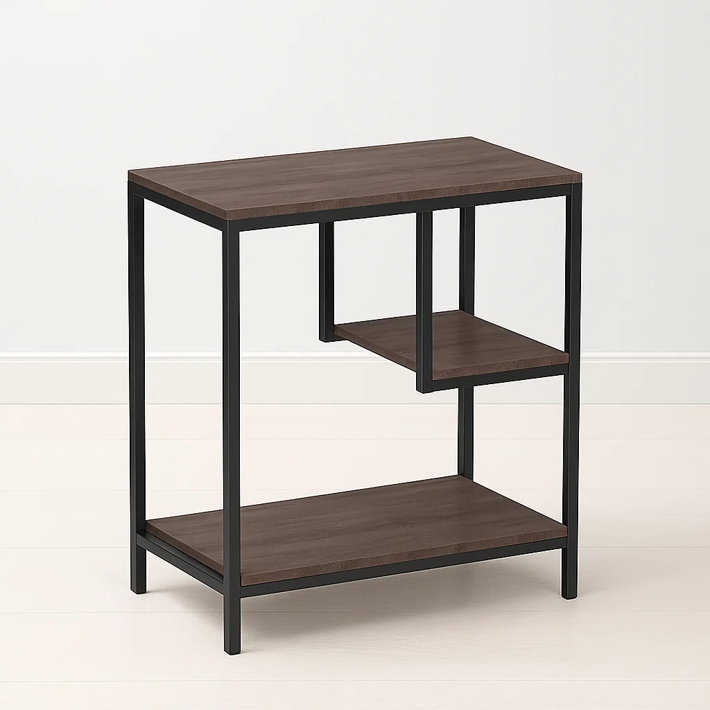 Mesa Auxiliar de 3 Niveles con Estantes Abiertos