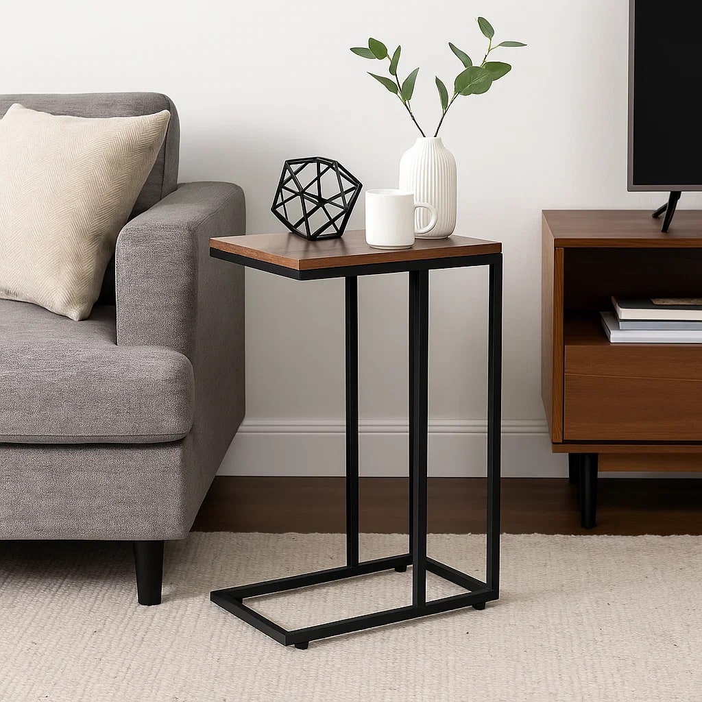 Mesa Lateral Moderna con Marco Metálico