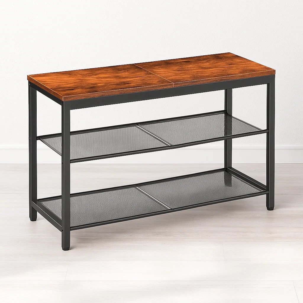 Banco Organizador Estilo Industrial con 3 Niveles