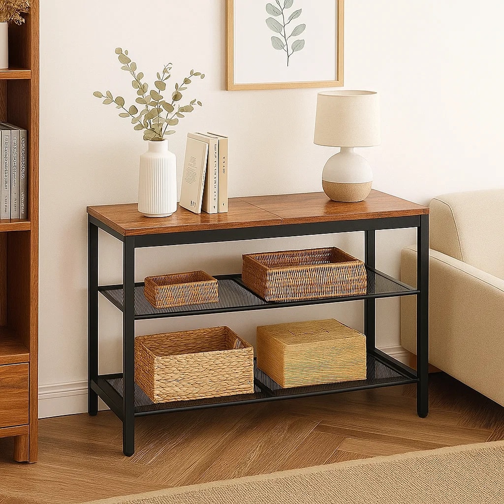 Banco Organizador Estilo Industrial con 3 Niveles