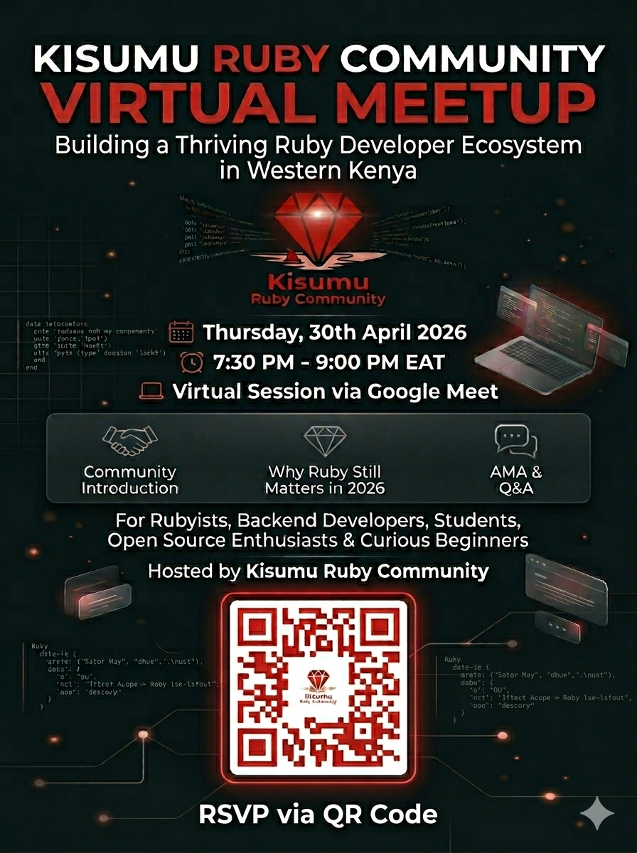 Kisumu Ruby Community Inaugural Meetup poster