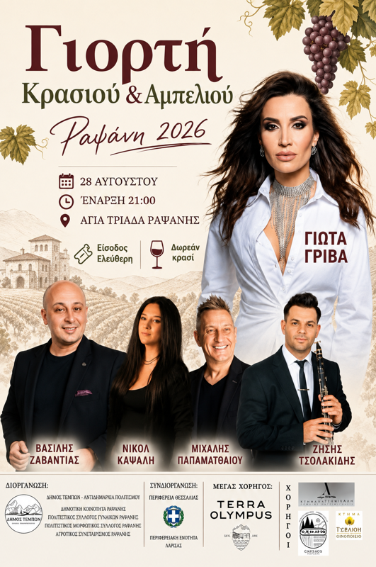 Γιορτή Κρασιού & Αμπελιού στη Ραψάνη Λάρισας