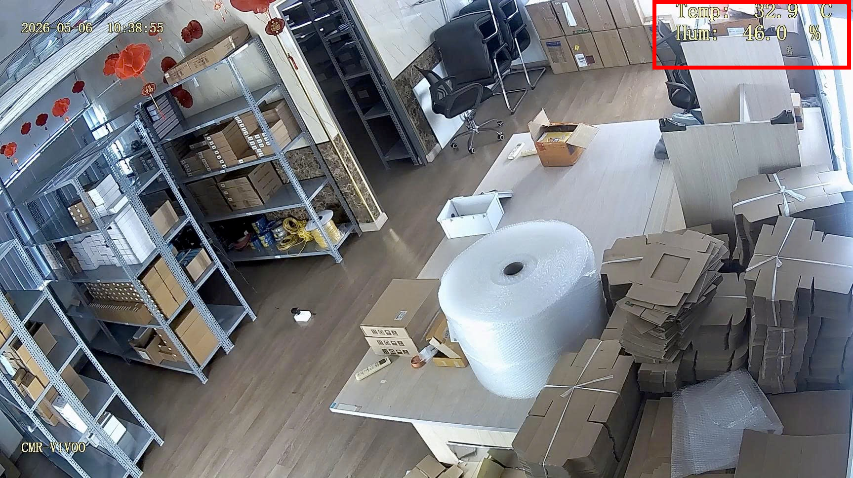 Live footage captured directly from a camera installed in the warehouse.