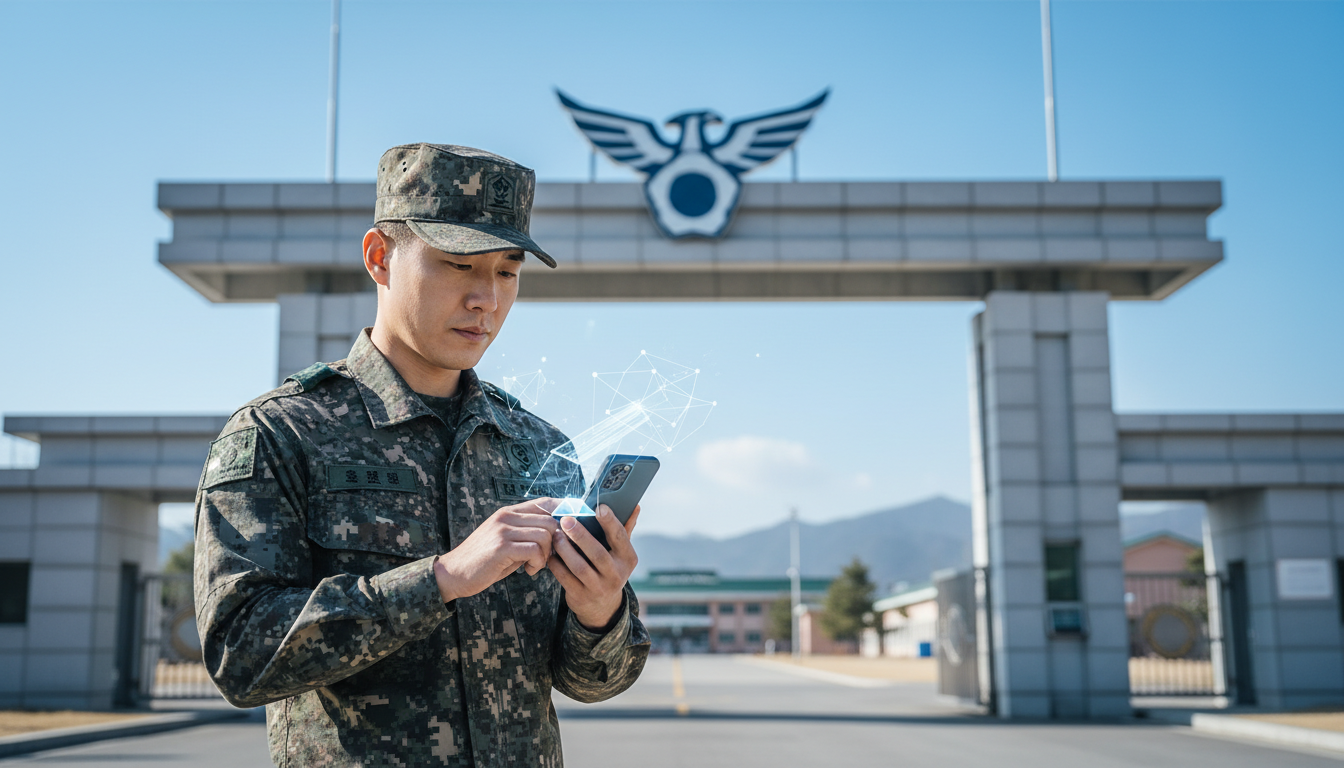 2026년 병력동원훈련 소집 통지서를 확인하는 예비군이 훈련부대 입소를 준비하는 장면