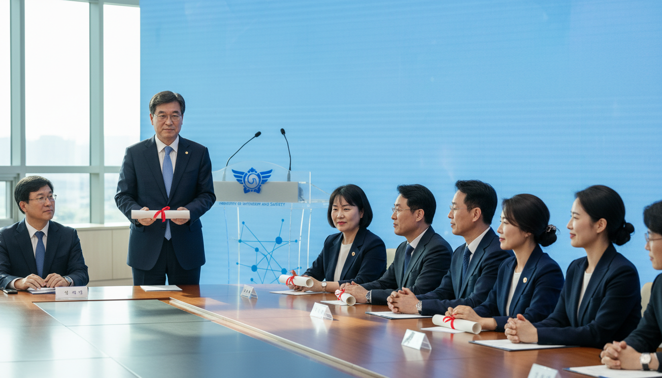 윤호중 행정안전부 장관이 정부서울청사 중회의실에서 제2기 지방규제혁신위원회 민·관 위원들에게 위촉장을 수여하는 공식 출범식 장면