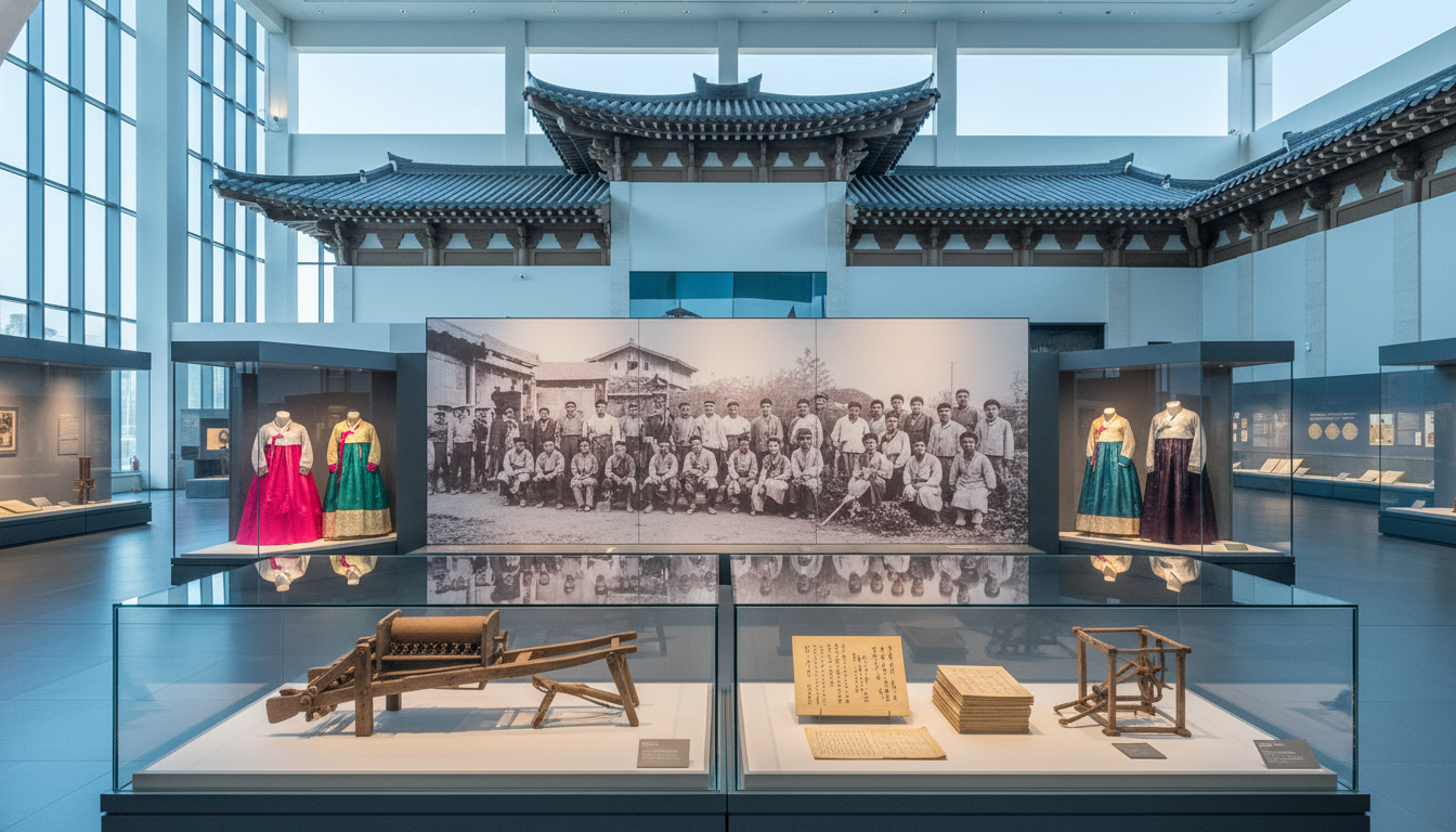 우즈베키스탄 타슈켄트에 건립 예정인 고려인 역사박물관 조감도와 1937년 강제 이주 고려인 동포의 역사를 기리는 전시 공간