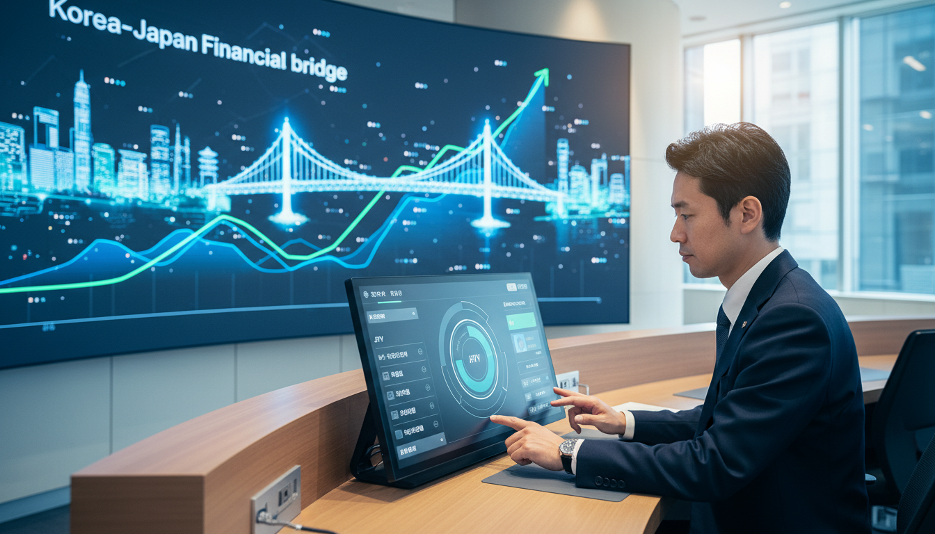 기획재정부와 일본 MUFG 간 제3자 외환 시범거래 성공으로 일본 투자자가 현지에서 엔화를 원화로 환전해 한국 국채에 투자하는 인프라 구축 장면