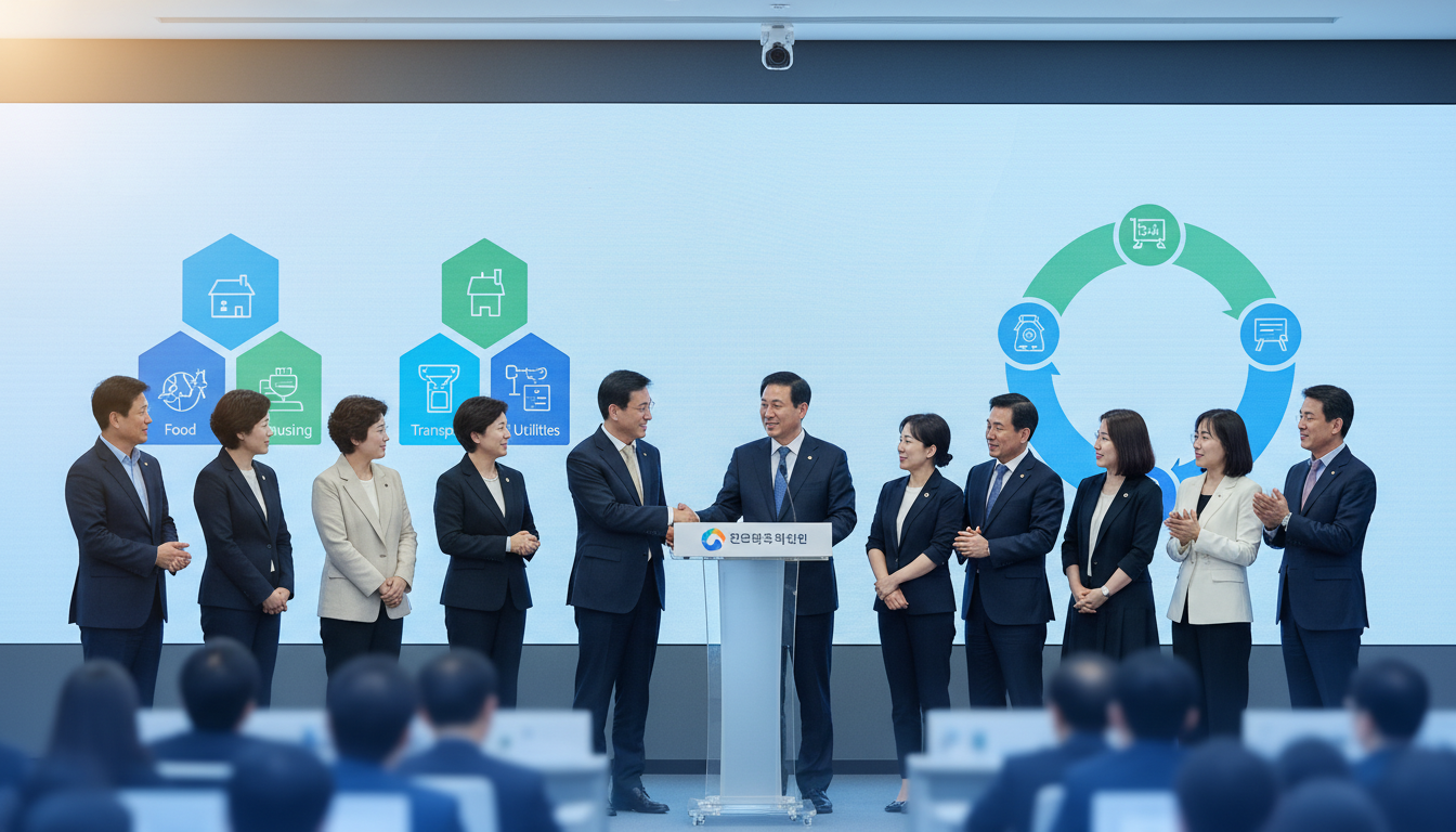 2026년 2월 27일 민생물가 특별관리 관계장관 TF 출범식에서 기획재정부·공정거래위원회·농림축산식품부 관계자들이 체감물가 안정 대책을 발표하는 장면