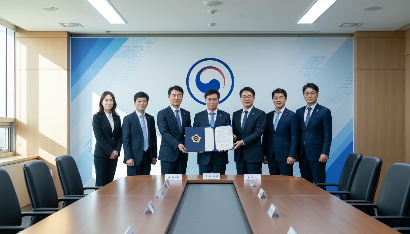 공정거래위원회와 교촌치킨·BBQ·배스킨라빈스 등 외식업체 7곳 대표가 가격인상 사전 공지 협약서에 서명하는 공식 협약식 장면