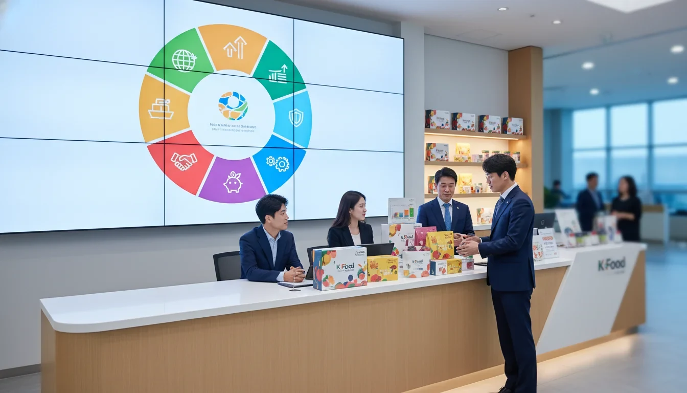 K-푸드 수출기업이 원스톱 지원 허브 창구에서 통관·검역·물류 상담을 받는 모습