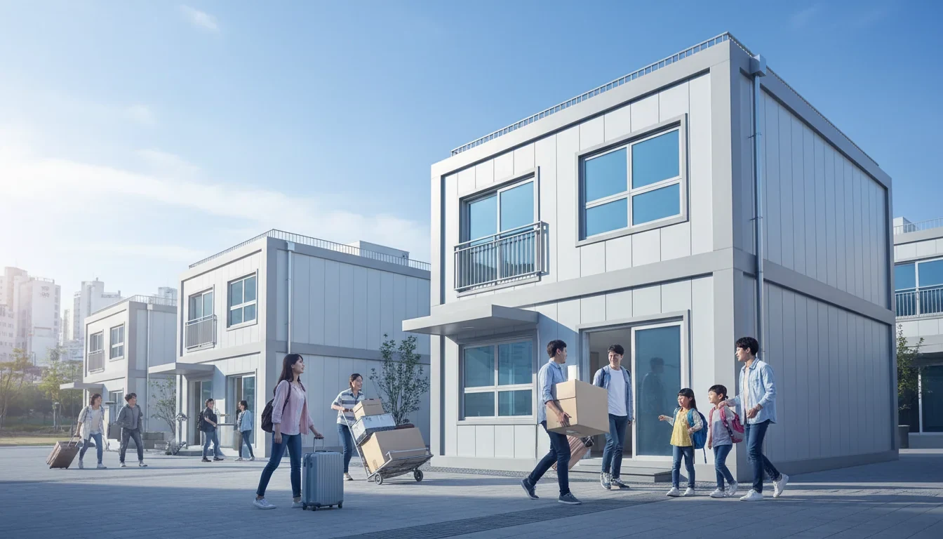 영등포 쪽방촌 임시이주시설 건물 외관과 입주를 준비하는 주민들의 모습