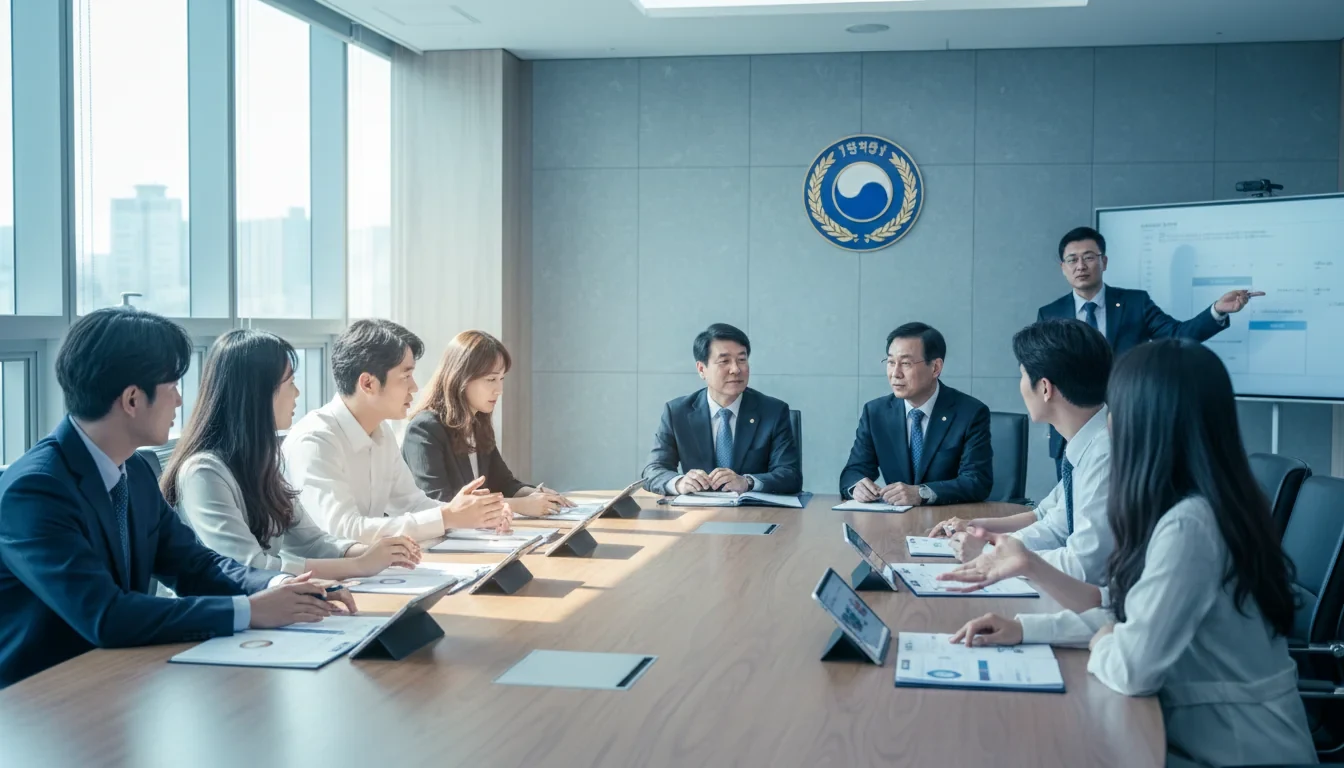 청년들이 정부 부처 회의실에서 정책 담당자와 마주 앉아 2030 자문단 간담회를 진행하는 모습