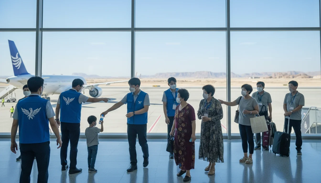 사우디아라비아 리야드 공항에서 정부합동 신속대응팀이 중동 영공 폐쇄 국가에서 대피한 우리 국민의 귀국을 지원하는 모습