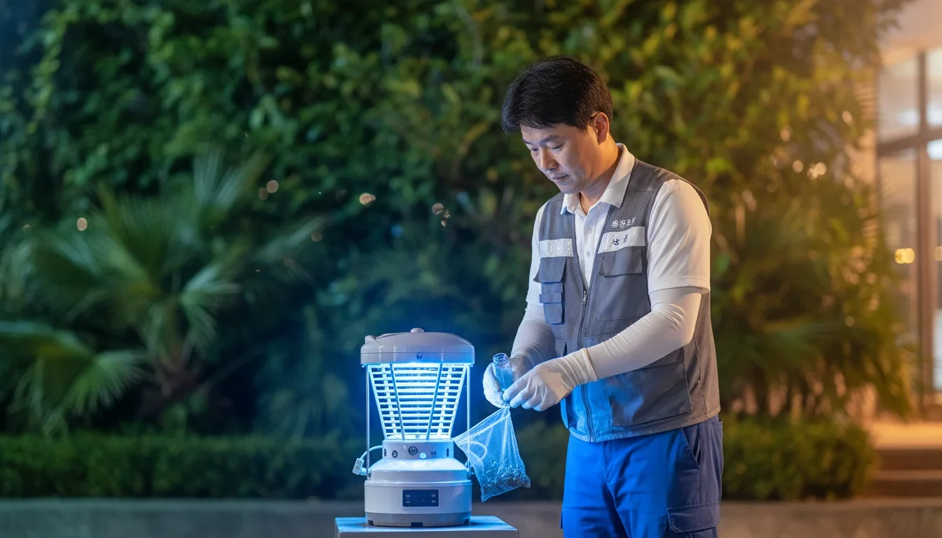 질병관리청 직원이 전국 감시 지점에서 모기 트랩을 설치하고 매개모기를 채집하는 현장 모습