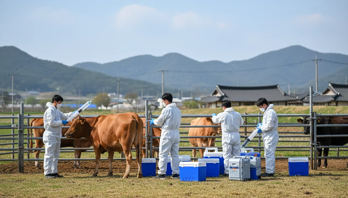 농림축산식품부 수의사가 소에게 구제역 백신을 접종하는 현장 모습