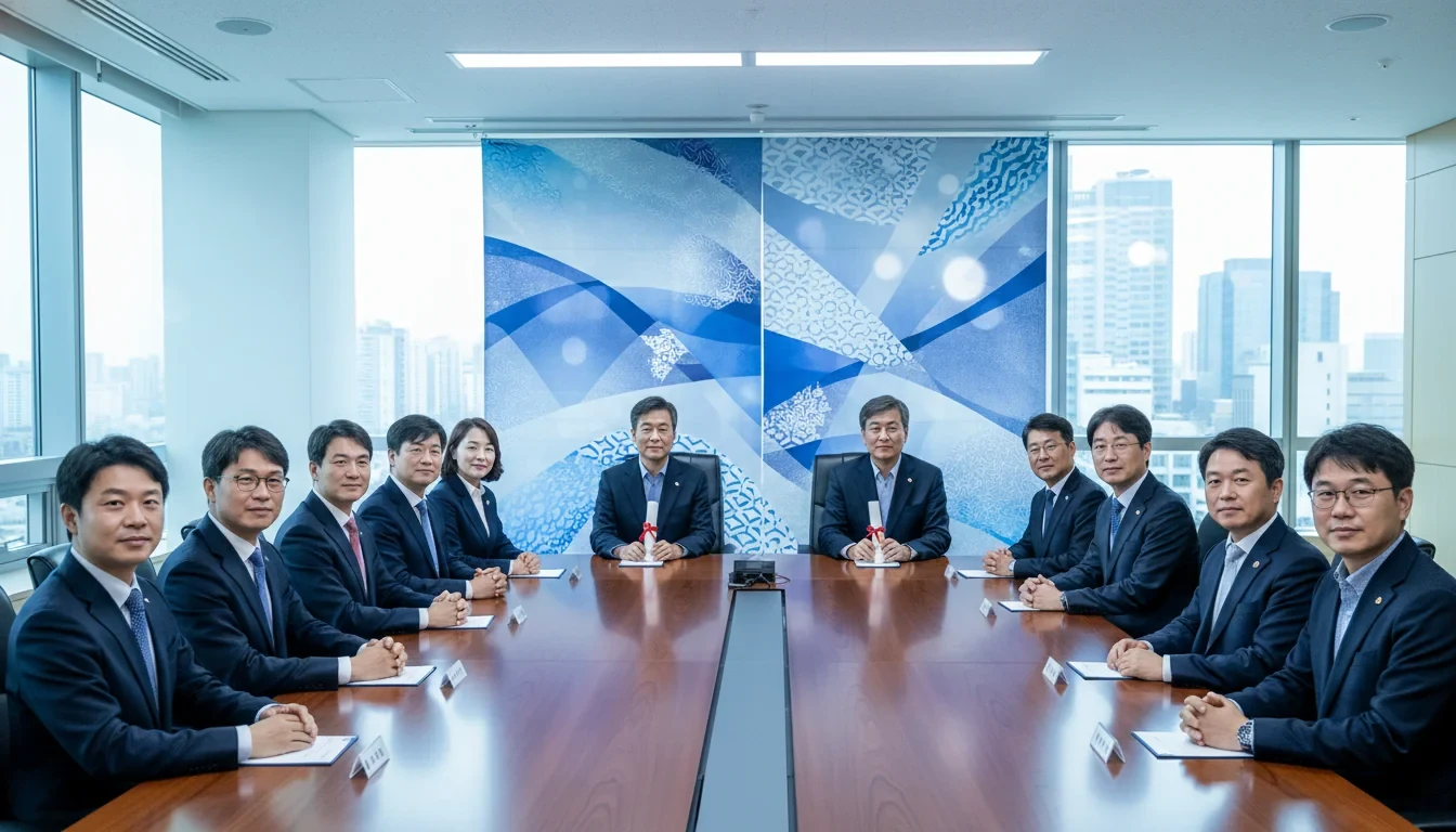 정부서울청사 회의실에서 행정안전부 장관이 재난국민성금제도 개선위원회 위원들에게 위촉장을 수여하는 장면