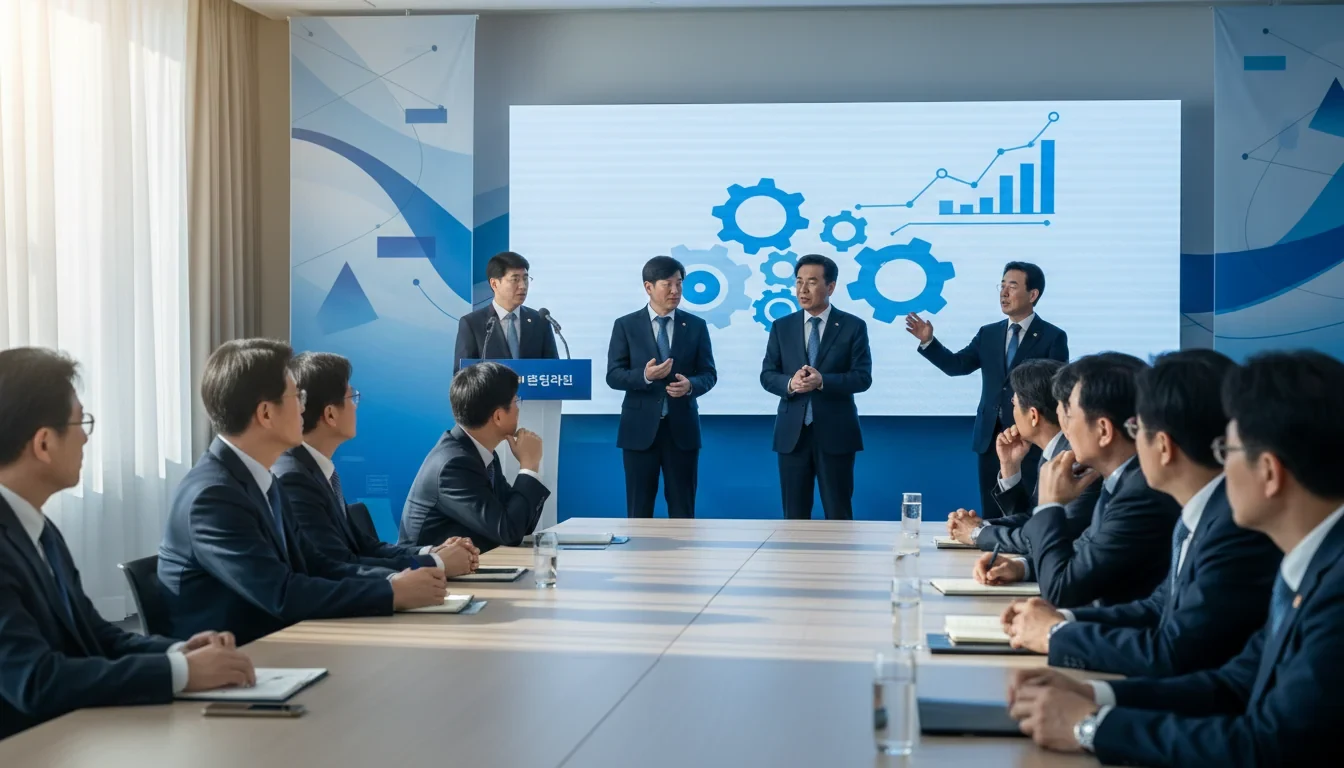 고용노동부 권역별 설명회장에서 노사 관계자들이 개정 노동조합법 안내 자료를 보며 설명을 듣고 있는 모습