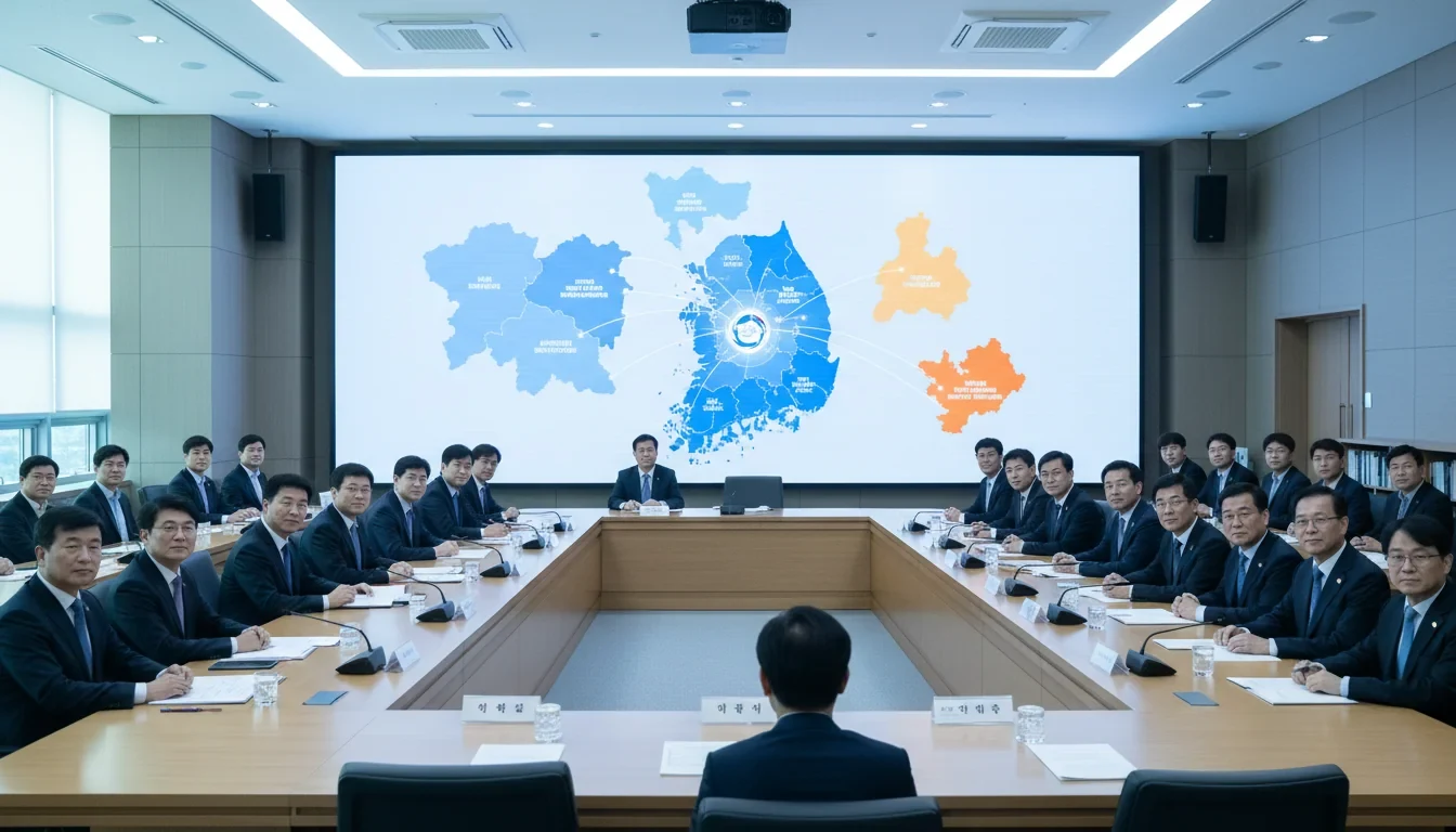 보건복지부 회의실에서 17개 시·도 보건국장과 국립대병원 관계자 39명이 지역필수의료 협의체 출범 회의에 참석한 모습