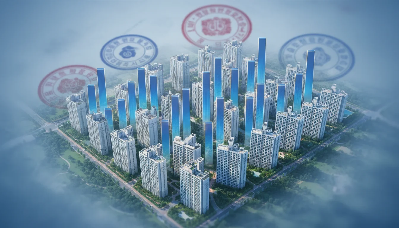 2026년 공동주택 공시가격 전국 및 서울 상승률을 보여주는 통계 그래프와 아파트 단지 전경