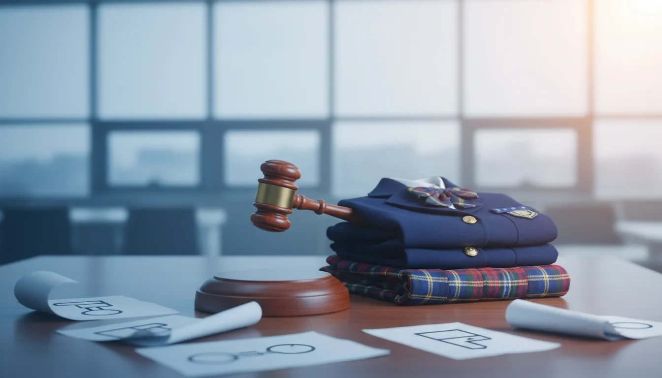 공정거래위원회가 광주 교복 입찰담합 사업자들에게 과징금을 부과하는 제재 조치를 발표하는 장면