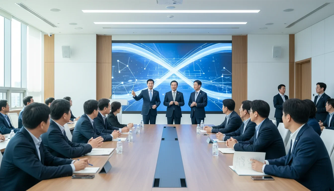 중소·벤처기업 관계자들이 정부 합동 인공지능 정책설명회에 참석하여 발표를 경청하는 모습