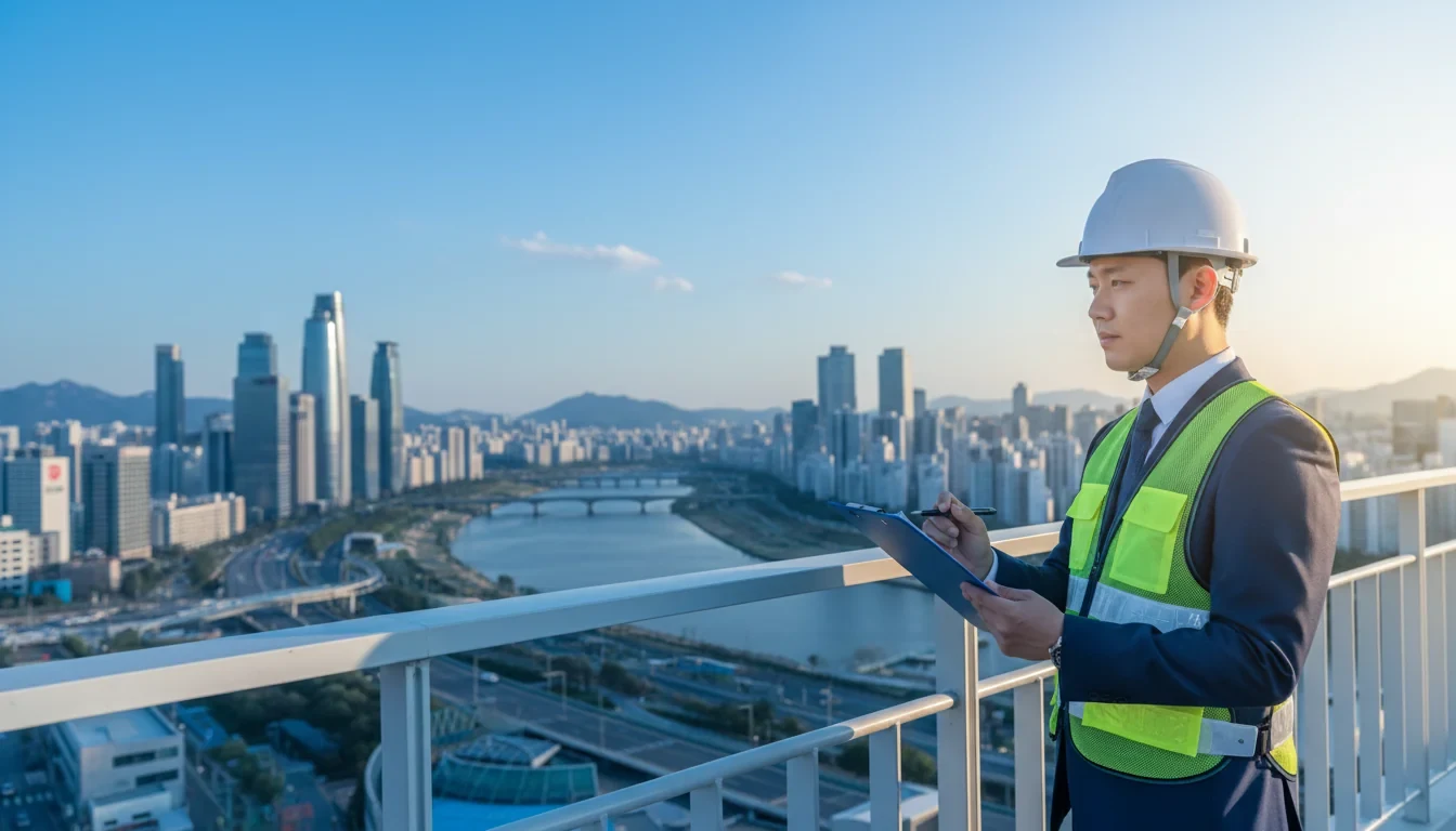 행정안전부 직원이 새로운 형태의 시설물 안전 점검 보고서를 검토하는 모습