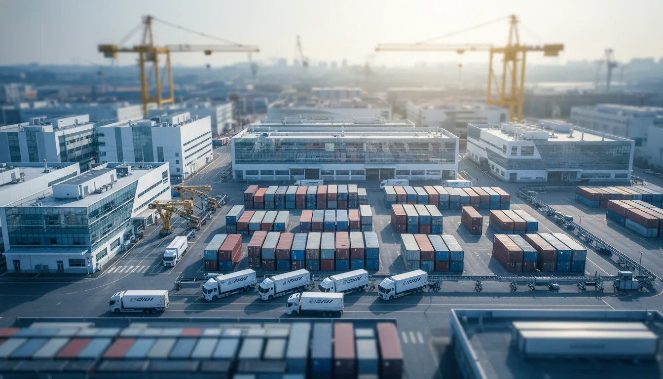 평택 반도체 클러스터 보세공장에서 수출 화물이 특송차량에 실려 출발하는 장면