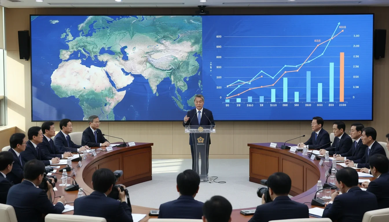 정부서울청사에서 국무총리가 비상경제 대응체계 브리핑을 진행하는 모습