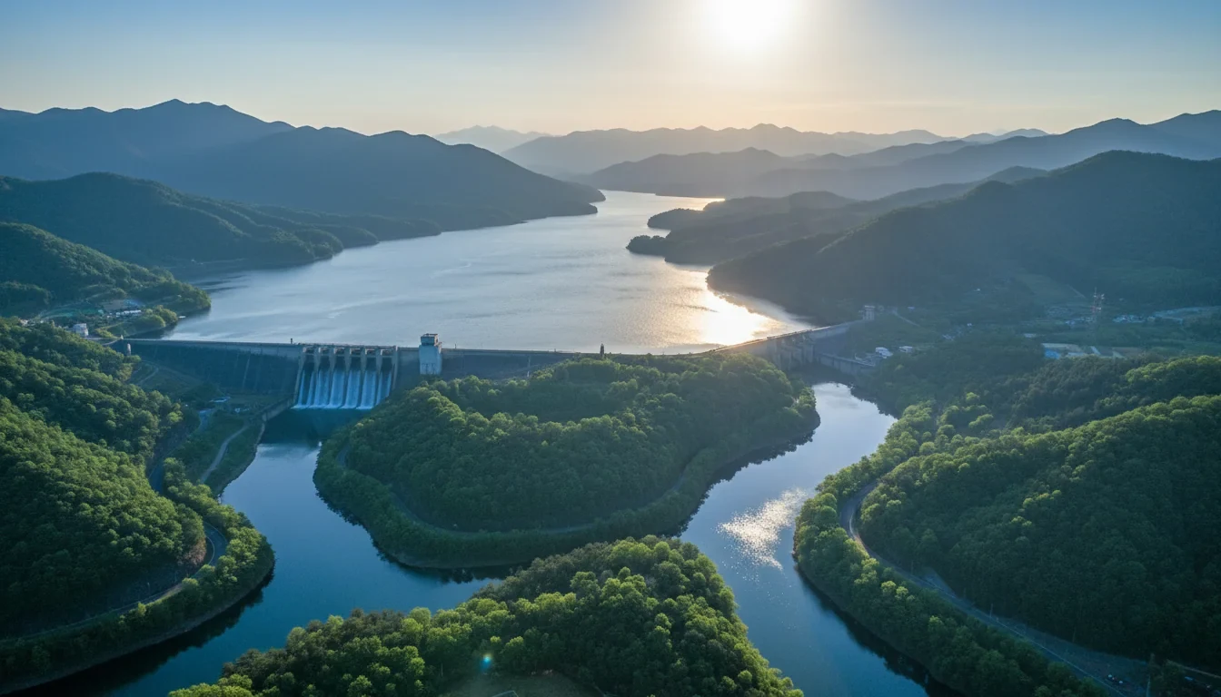세계 물의 날을 맞아 맑은 물이 흐르는 낙동강과 충주댐 전경을 배경으로 물 관리 정책의 중요성을 상징하는 장면