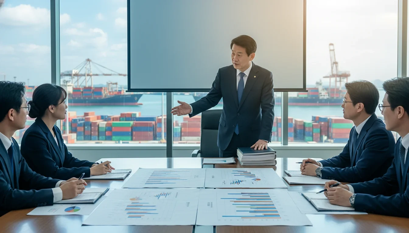 산업통상자원부 중동 수출기업 긴급 간담회에서 수출바우처 지원 현황을 논의하는 모습