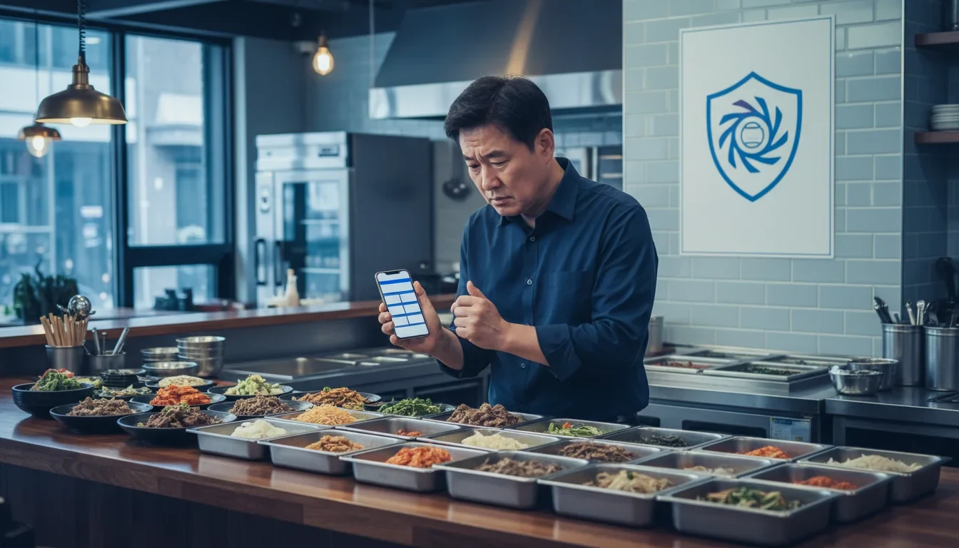 소상공인 음식점에서 대량 주문 노쇼 피해를 입은 사장님이 경찰에 신고하는 장면